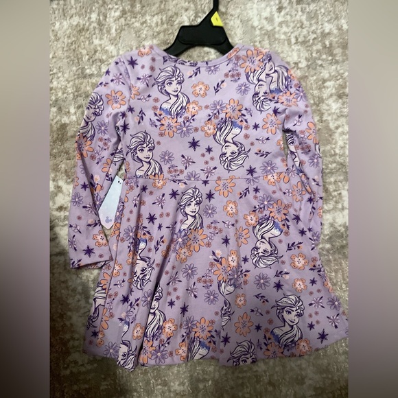 Disney Frozen Elsa Purple and Orange Floral Kids Long Sleeve Dress size 3T-NWT - Picture 2 of 3